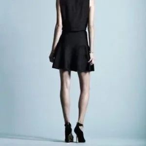 Intermix, Navy Blue mini knit skirt ribbed stretch elastic fit and  flare